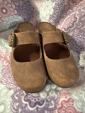 BareTraps Brown Suede Mary Jane Mules with Buckle